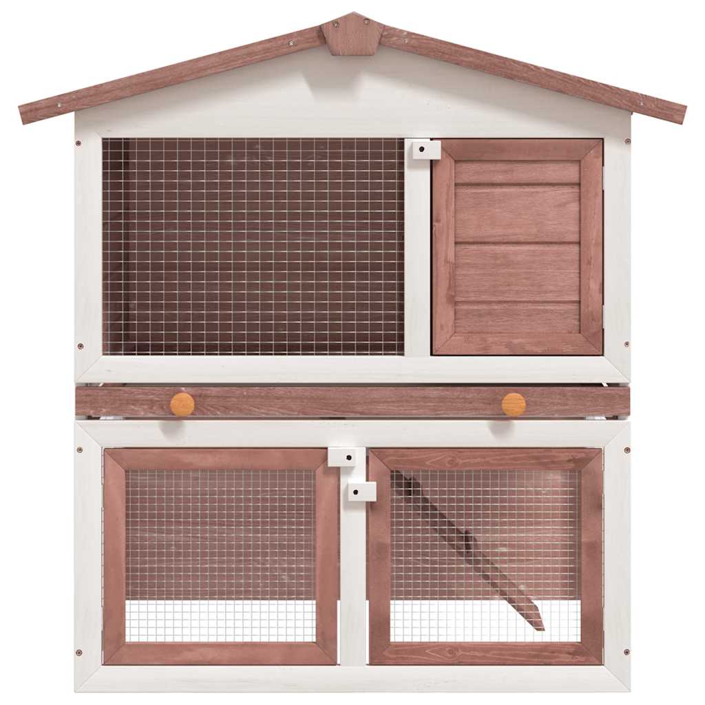 Vidaxl Rabbit Hutch pour l'extérieur avec 3 portes en bois brun en bois