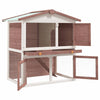 Vidaxl Rabbit Hutch pour l'extérieur avec 3 portes en bois brun en bois