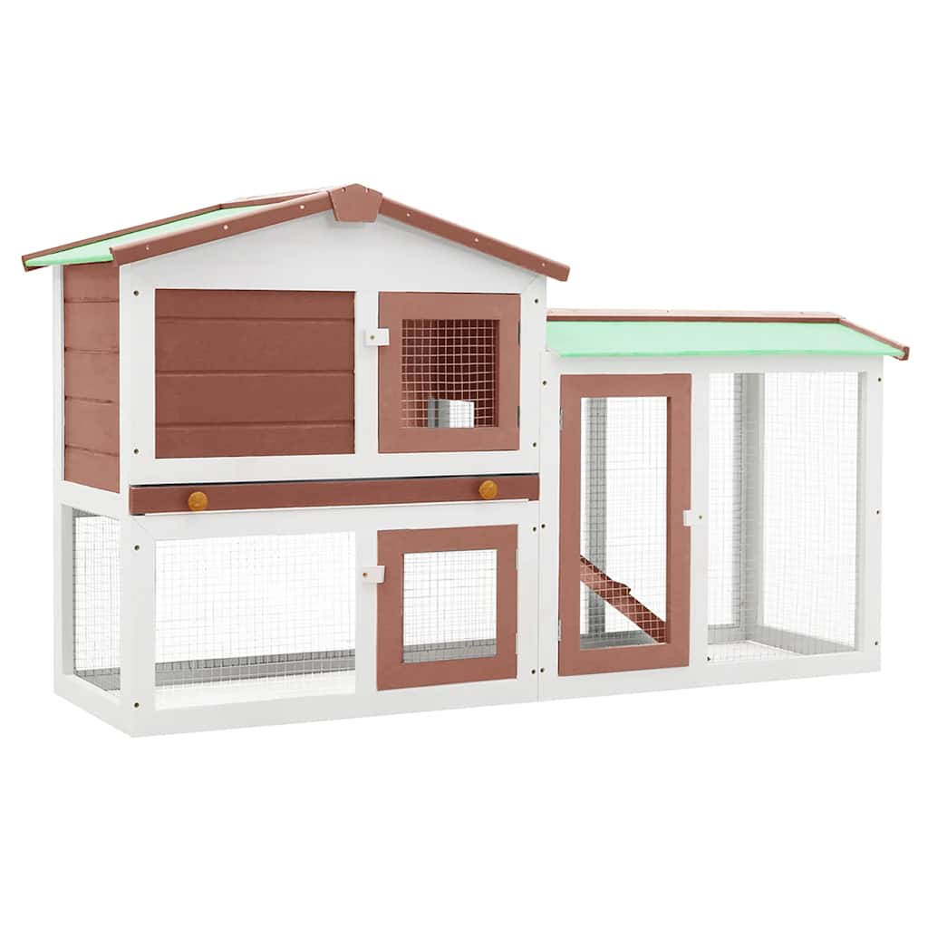 Vidaxl Rabbit Hutch pour extérieur grand 145x45x84 cm Brun et blanc