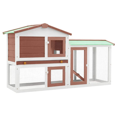 Vidaxl Rabbit Hutch pour extérieur grand 145x45x84 cm Brun et blanc