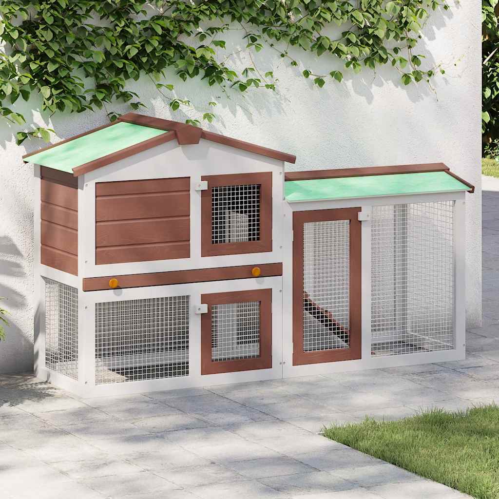 Vidaxl Rabbit Hutch pour extérieur grand 145x45x84 cm Brun et blanc