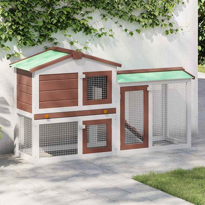Vidaxl Rabbit Hutch pour extérieur grand 145x45x84 cm Brun et blanc