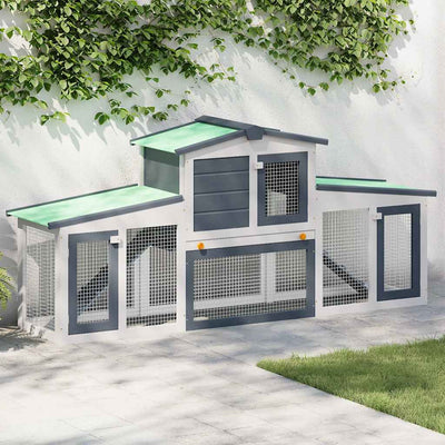 Vidaxl Rabbit Hutch pour extérieur grand 204x45x85 cm en bois gris et blanc