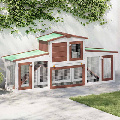 Vidaxl Rabbit Hutch pour extérieur grand 204x45x85 cm Brun et blanc