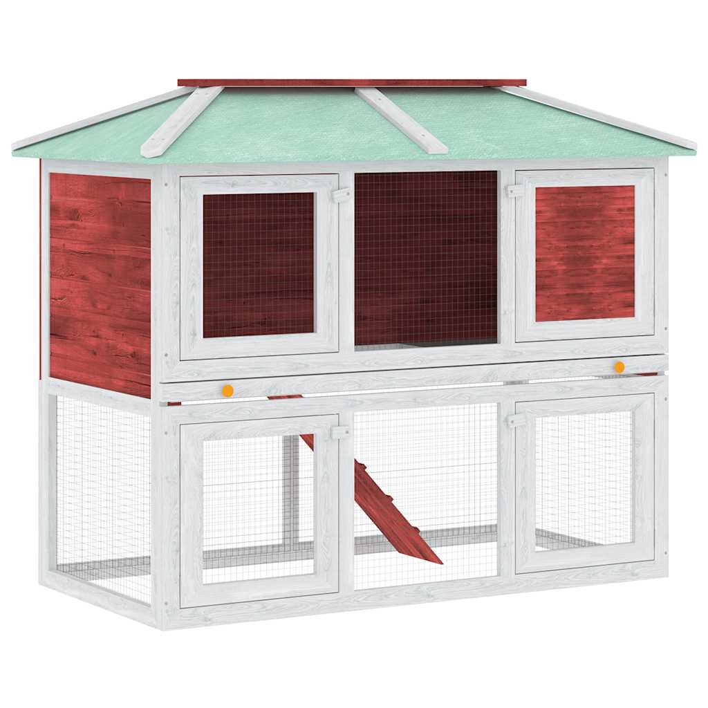 Vidaxl lapin loft deux étages de rouge en bois