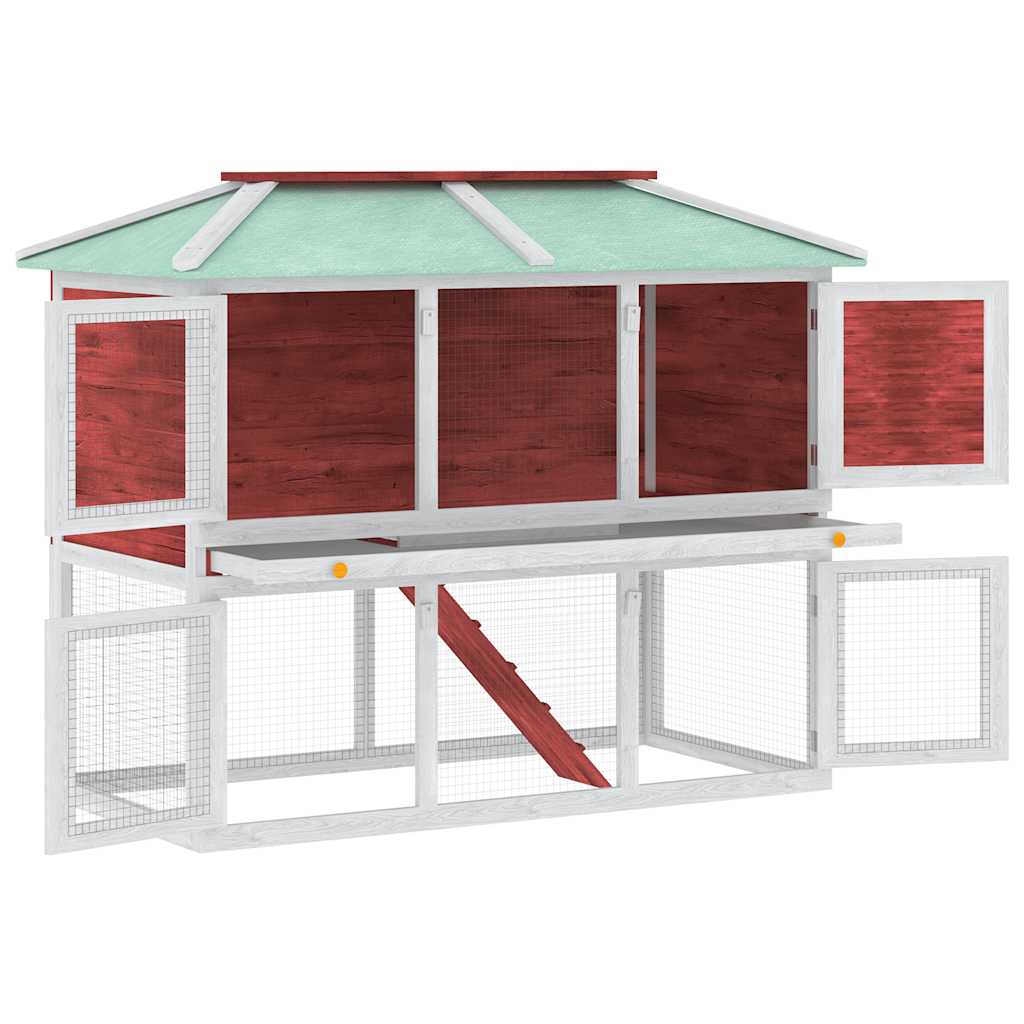 Vidaxl lapin loft deux étages de rouge en bois