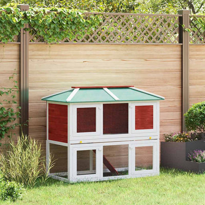 Vidaxl lapin loft deux étages de rouge en bois