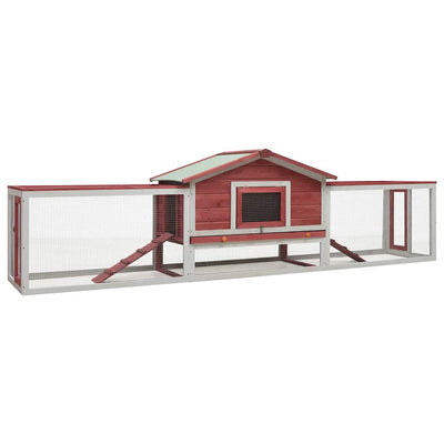 Vidaxl Rabbit Hutch 310x70x87 cm de pin solide de pin rouge