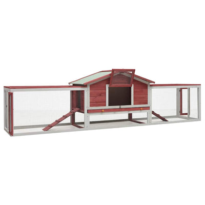 Vidaxl Rabbit Hutch 310x70x87 cm de pin solide de pin rouge