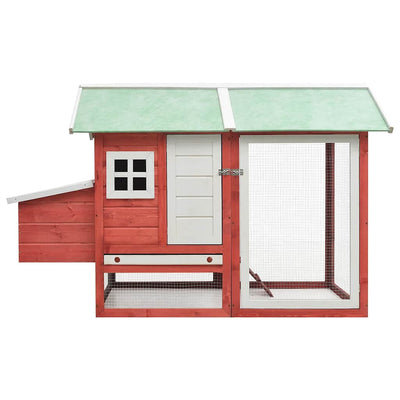 Vidaxl Poulet Coop 170x81x110 cm en pin de pin solide rouge