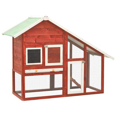 Vidaxl Rabbit Hutch 140x63x120 cm Pine solide rouge et blanc