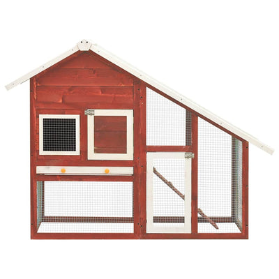 Vidaxl Rabbit Hutch 140x63x120 cm Pine solide rouge et blanc