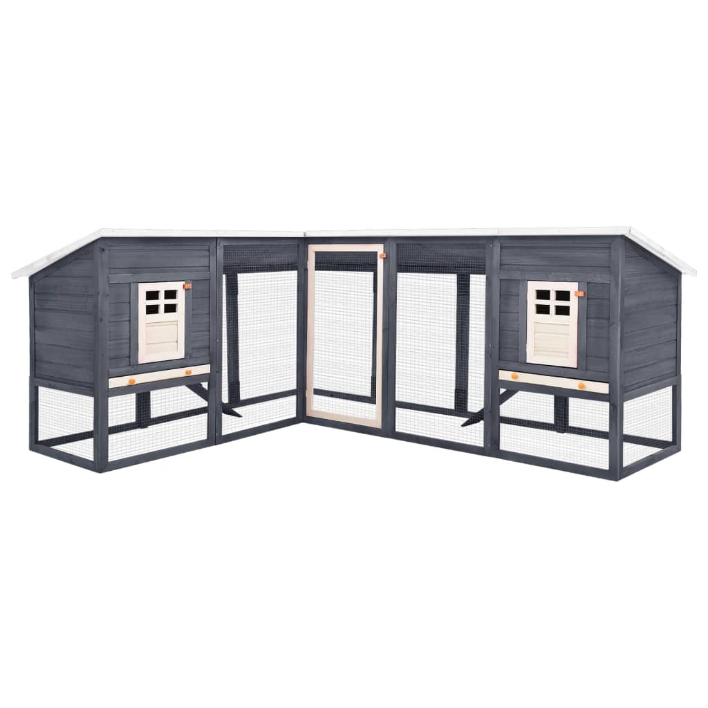 Vidaxl Rabbit Hutch pour l'extérieur avec Ren Solid Vurenhout Gris et blanc