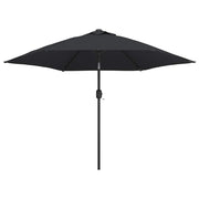 Parasol vidaxl avec éclairage LED et poteau en acier 300 cm noir - afbeelding 2
