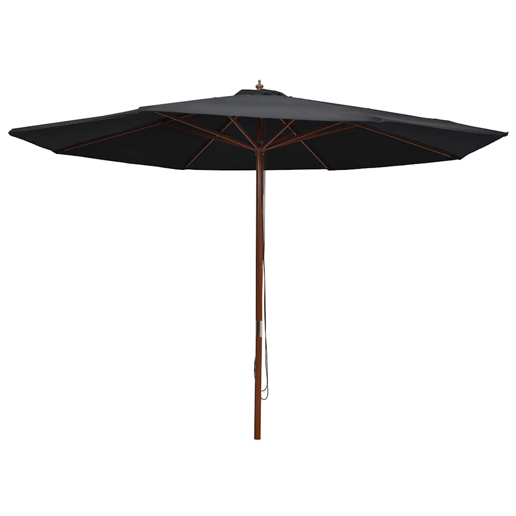 Parasol vidaxl avec poteau en bois 350 cm noir
