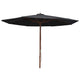 Parasol vidaxl avec poteau en bois 350 cm noir