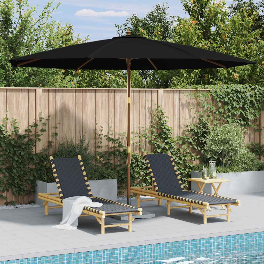Parasol vidaxl avec poteau en bois 350 cm noir