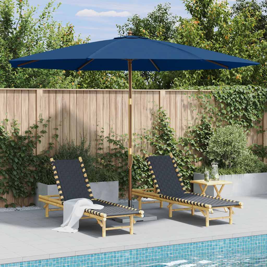 Parasol vidaxl avec poteau en bois 350 cm bleu
