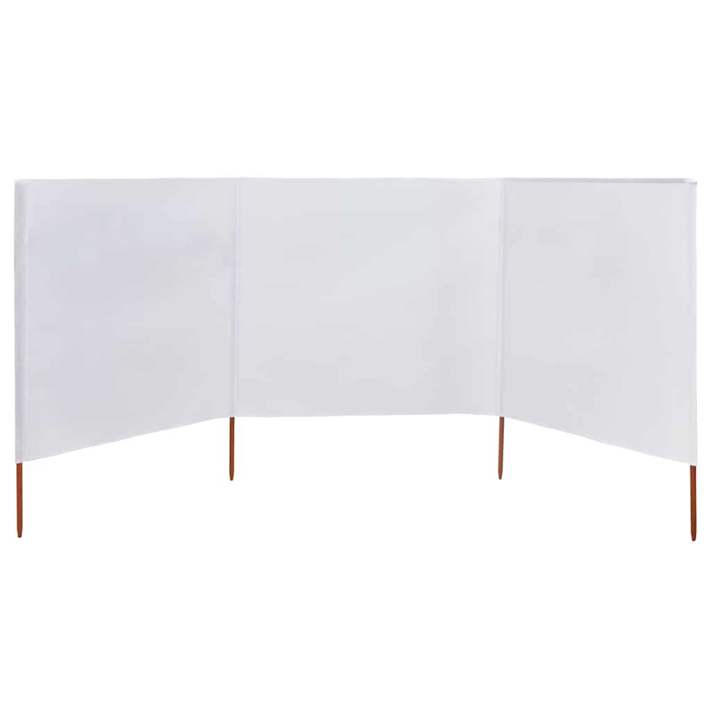 Pare-brise Vidaxl 3 panneaux 400x80 cm Sable de tissu blanc