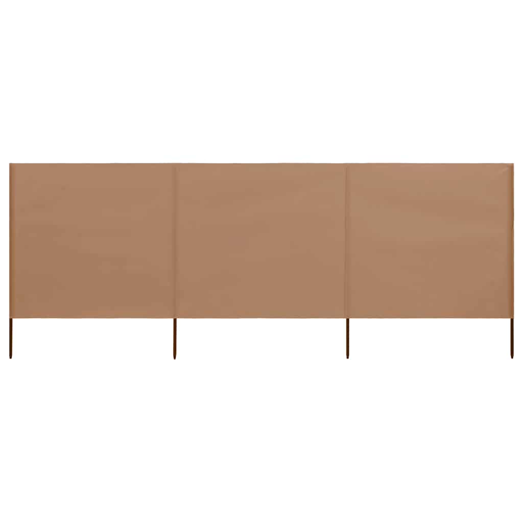 Pare-brise vidaxl 3 panneaux 400x80 cm tissu taupe