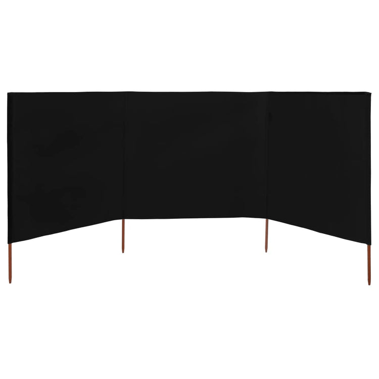 Pare-brise vidaxl 3 panneaux 400x80 cm tissu noir
