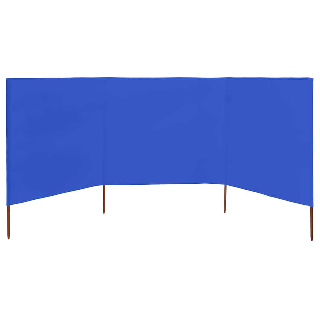 Pare-brise vidaxl 3 panneaux 400x120 cm tissu azure bleu