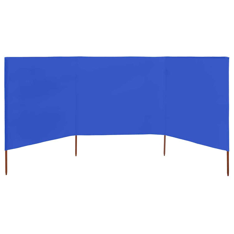 Pare-brise vidaxl 3 panneaux 400x120 cm tissu azure bleu