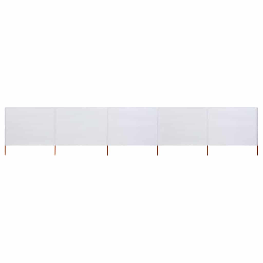 Pare-brise Vidaxl 5 panneaux 600x80 cm Sable de tissu blanc