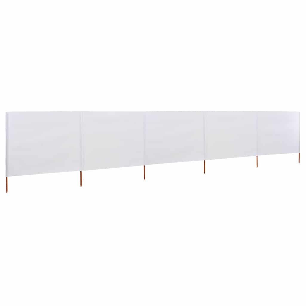 Pare-brise Vidaxl 5 panneaux 600x120 cm Sable de tissu blanc
