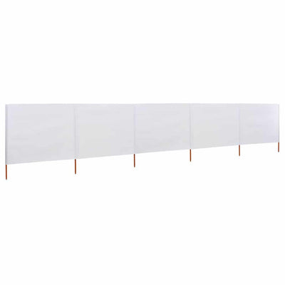 Pare-brise Vidaxl 5 panneaux 600x120 cm Sable de tissu blanc