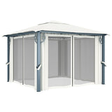 Arbor Vidaxl avec rideau 300x300 cm Crème en aluminium - afbeelding 3