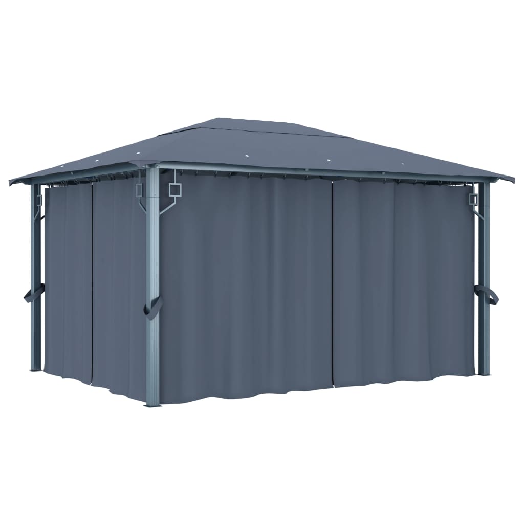 Arbor Vidaxl avec rideau 400x300 cm Aluminium anthracite