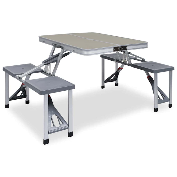 Table de camping Vidaxl pliable avec 4 sièges d'acier et d'aluminium