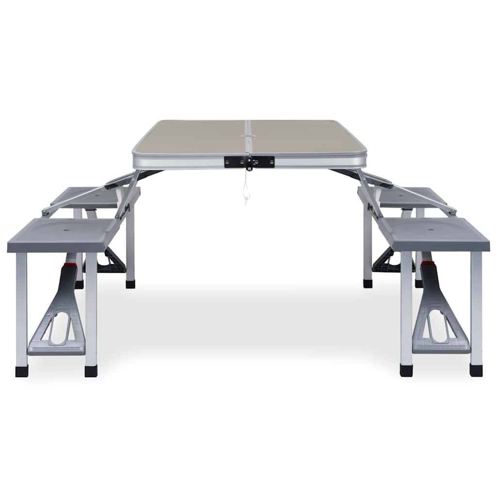 Table de camping Vidaxl pliable avec 4 sièges d'acier et d'aluminium