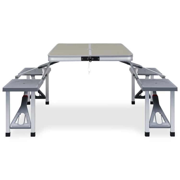 Table de camping Vidaxl pliable avec 4 sièges d'acier et d'aluminium