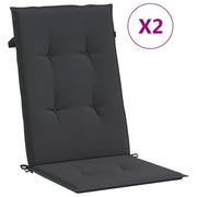 Coussins de chaise de jardin vidaxl 2 st dos haut 120x50x3 cm tissu noir - afbeelding 2