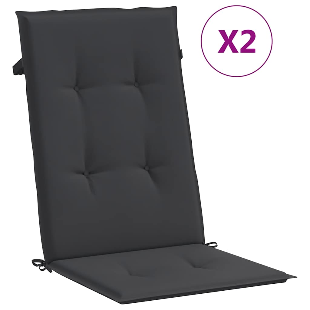 Coussins de chaise de jardin vidaxl 2 st dos haut 120x50x3 cm tissu noir