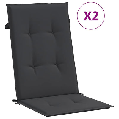 Coussins de chaise de jardin vidaxl 2 st dos haut 120x50x3 cm tissu noir