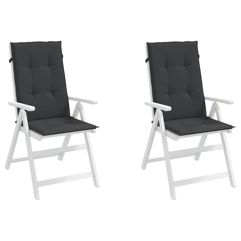Coussins de chaise de jardin vidaxl 2 st dos haut 120x50x3 cm tissu noir