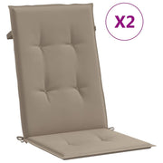 Coussins de chaise de jardin vidaxl 2 st dos haut 120x50x3 cm tissu taupe - afbeelding 2