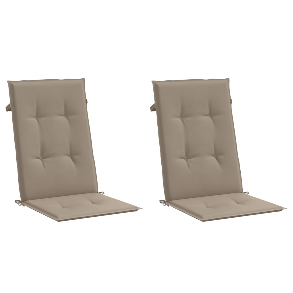 Coussins de chaise de jardin vidaxl 2 st dos haut 120x50x3 cm tissu taupe
