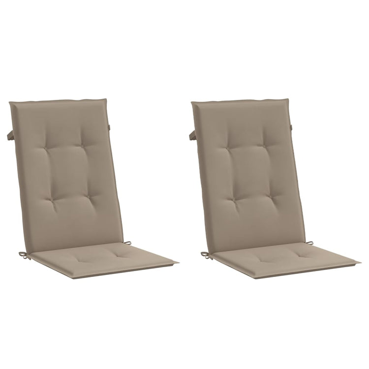 Coussins de chaise de jardin vidaxl 2 st dos haut 120x50x3 cm tissu taupe