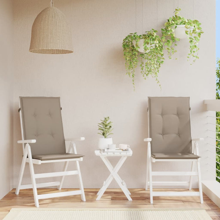 Coussins de chaise de jardin vidaxl 2 st dos haut 120x50x3 cm tissu taupe