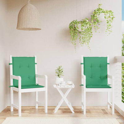 Coussins de chaise de jardin vidaxl bas arrière 2 st 100x50x3 cm oxford tissu vert