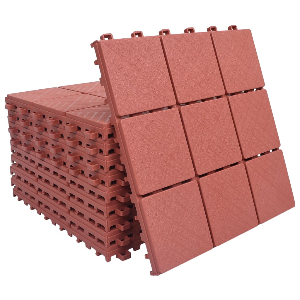 Carreaux de terrasse vidaxl 10 pcs 30,5x30,5 cm Rouge en plastique