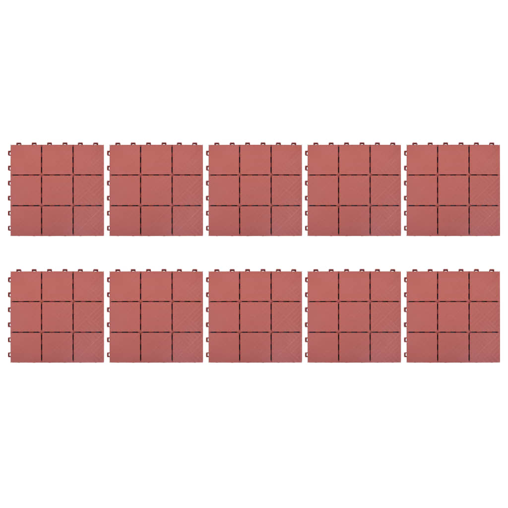 Carreaux de terrasse vidaxl 10 pcs 30,5x30,5 cm Rouge en plastique