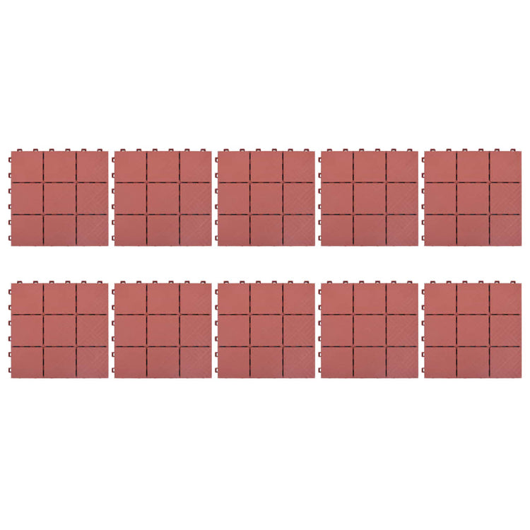 Carreaux de terrasse vidaxl 10 pcs 30,5x30,5 cm Rouge en plastique