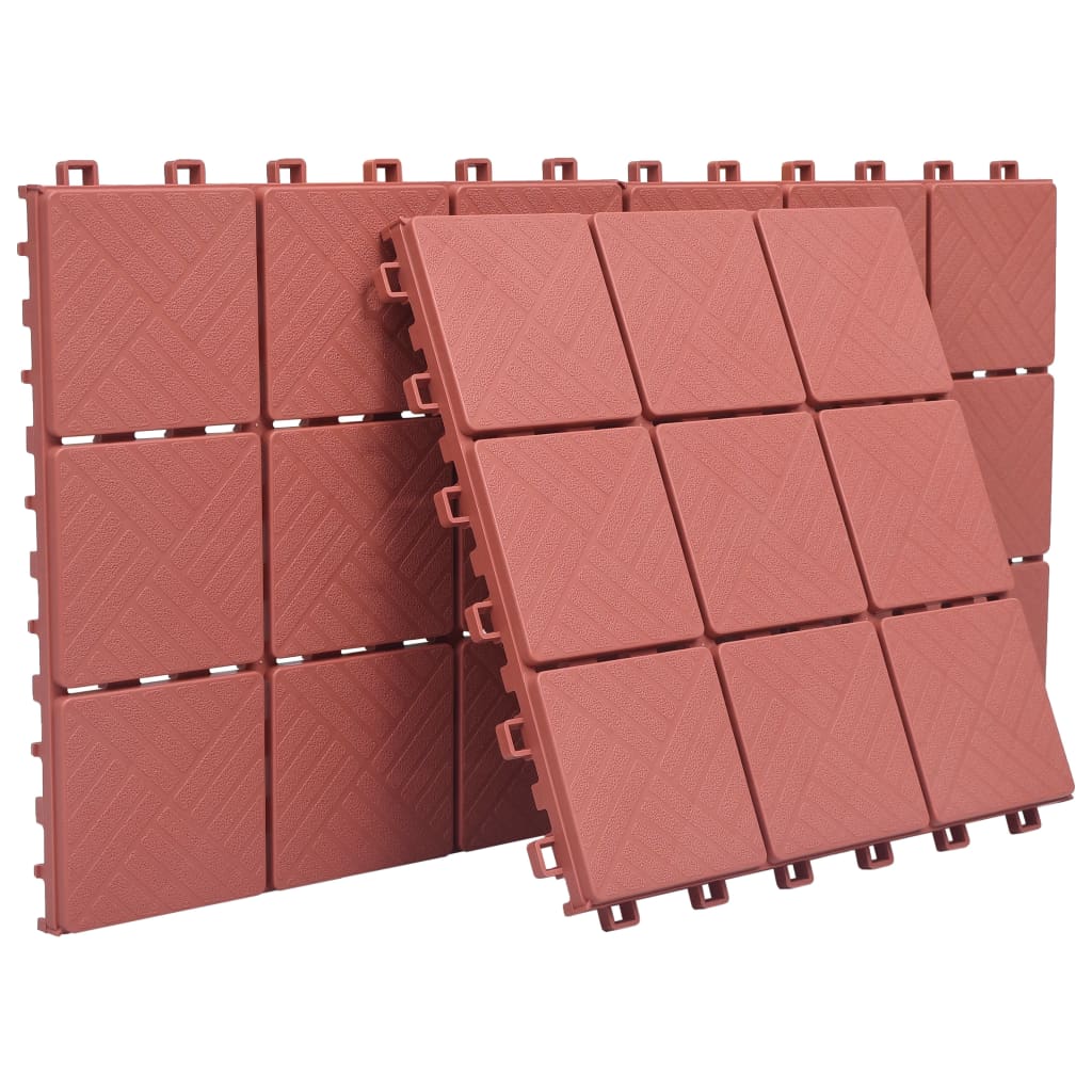 Carreaux de terrasse vidaxl 10 pcs 30,5x30,5 cm Rouge en plastique