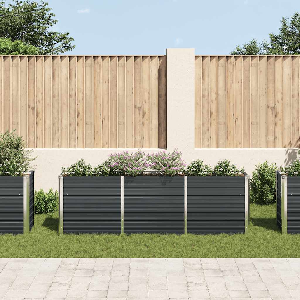INSERT PLANTER VIDAXL 240x40x77 cm anthracite en acier galvanisé