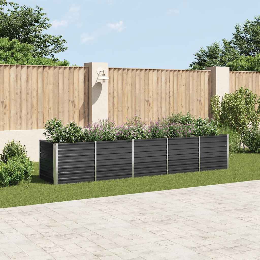 Vidaxl Planter surélevé 400x80x77 cm anthracite en acier galvanisé